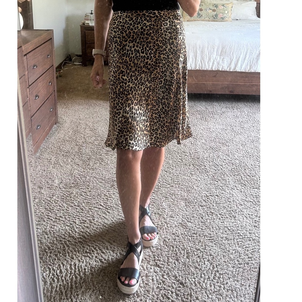 Michael Kors Leopard Print Silk Skirt Size 10